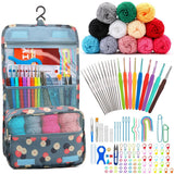 Viradham Crochet Hook Set 130Pcs Full Size Crochet Needles Kit With Yarn Needles, Stitch Markers & Storage Bag | Complete Diy Cr