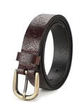 Aditi Wasan WomenS Belt, Shantiniketan Batik Pattern Embossed, Dark Brown