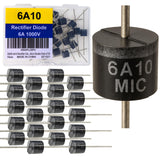 6A10 Diode Rectifier Diode 1000 Volt 6 Amp Electronic Silicon Diodes high-Current, high-Voltage Rectifier diode in a DO-201AD Pa