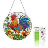 VAIIEYO Rooster Diamond Art Hanging Ornament, Animal Diamond Painting Suncatchers Window Hanging Kit with Chain, 7.5x7.5 inch Cr