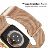 Geoumy Metal Magnetic Bands Compatible for Apple Watch Band 44mm with Case, Stainless Steel Milanese Mesh Loop Replacement Strap