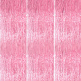 PartyWoo Pink Streamers Foil Fringe Curtain Backdrop 3Pcs 8.2ft Pastel Baby Light Pink Tinsel Backdrop for Princess Girls Baby S