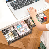 2Pcs Under Desk Storage Drawers Slide Out,Large&Medium, Stick On Desk Drawer Organizer Hidden Under Table Drawer for Home Office