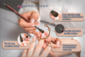 Americanails French Manicure Brush - Nail Clean Up Brush - Two Way Sable Nail Art Brush with Dotting Tool - Hardwood Handle - Pr