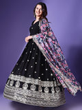 Wedani Georgette Embroidered Anarkali Dress For Women Black,BLACK,M,,,