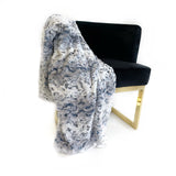 Plutus Navy Snowy Owl Faux Fur Luxury Throw Blanket 80In X 110In