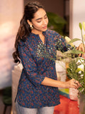 Libas Women'S Cotton Floral Straight Kurti (29404O Blue Blue M