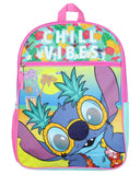 Disney Lilo and Stitch Chill Vibes Tropical 16 School Travel Backpack