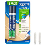 Grout Pen Dark Grey Tile Paint Marker: Waterproof Grout Paint, Tile Grout Colorant and Sealer Pen - Narrow 5mm, 2 Pack with Extr