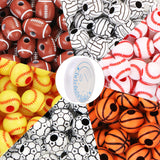 CCOZN 300 Pcs Sports Ball Beads for Jewelry Making, Sports Acrylic Beads Bulk with Box, 10mm Baseball Volleyball Basketball Socc
