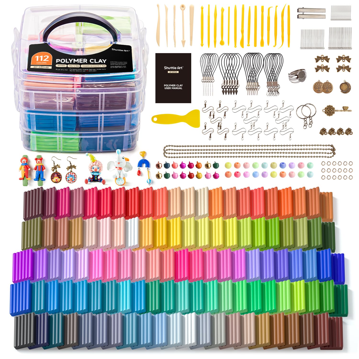 Shuttle Art 112 Colors Polymer Clay Kit with 20 Clay Tools, 16 Kinds of Accessories, Non-Toxic, Non-Sticky, Ideal DIY Art Craft 