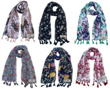 Fusfus WomenS Printed Chiffon Scarves And Stoles, Free Size(Multicolour, Fs1341) Pack Of 6 (Multicolor4)