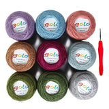 golo Crochet Thread Size 10 Embroidery Thread 10g X 9 Crochet Yarn for Hand Knitting 10-9-7