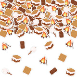 Sursurprise S'mores Party Decorations, 200Pcs S'mores Confetti, Marshmallow Campfire Paper Scatter for Camping Camper Birthday B