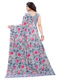 Satrani Womens Georgette Saree (2111St687_Grey, Dark Pink)