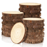 FSWCCK 30 Pack Nature Unfinished Wood Slices, 3.5-4 Inches Round Wooden Circle with Tree Bark, Rustic Wood Centerpieces for Wedd
