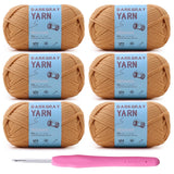 Mooaske 6 Pack (6 x 50g) Crochet Yarn with Crochet Hook - Worsted Medium Yarn for Crocheting - Easy-to-See Stitches Cotton-Nylon