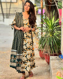 Gosriki Women'S Rayon Blend Anarkali Printed Kurta With Pant & Dupatta (Kajiyana Multi-Gs_L_Multi_Large) Multicolour,Multicolour,,B0DD76SSS6