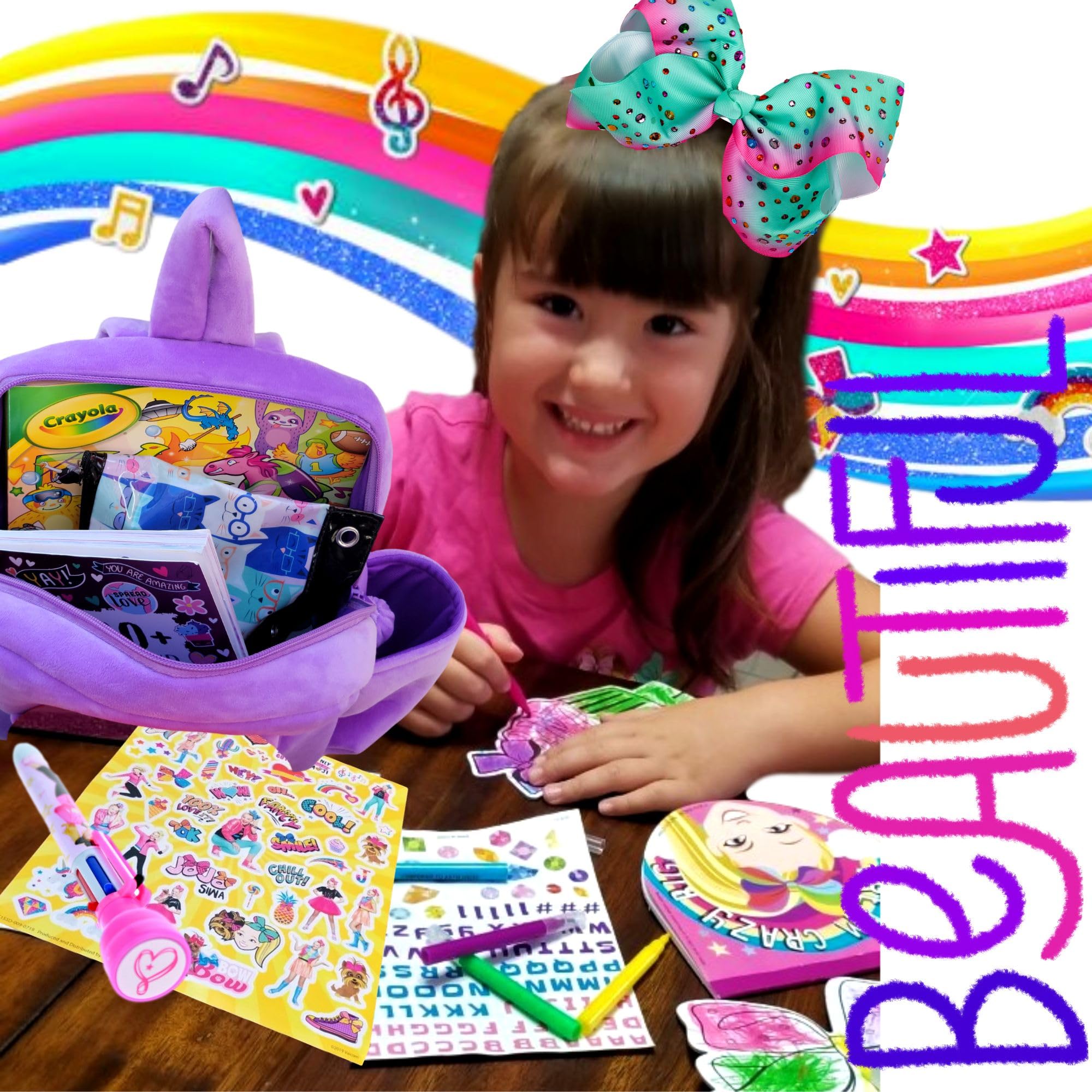 Jumbo Rhinestone Hair Bow - Cheer Bows for Girls, Toddlers, Pink and Blue Ribbon Fashion Accessories (Aqua Pink/Rhinestone)