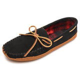 Minnetonka Men's Double Bottom Fleece Slipper, Black, 10 M US
