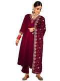 Libas Women'S Velvet Kurta Set (36976_Red