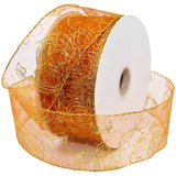 Morex Ribbon Pumpkin Magic Wired Organza, 2.5 inch by 50 Yards, Bronze/Gold