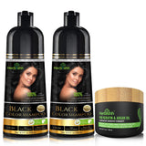 Combo Pack - 2pcs Herbishh Hair Color Shampoo + 1pc Argan Intense Hair Mask - Long-lasting Gray Hair Dye - 500ml - Stimulates Dr