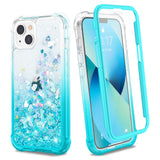 Ruky for iPhone 13 Phone Case & iPhone 14 Phone Case, Glitter Liquid Full Body Case with Built-in Screen Protector Soft TPU Girl