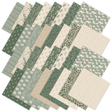 JarThenaAMCS 32Pcs Spring Sage Green Floral Cotton Fabric Bundles Greenery Fabric Squares 5 x 5 Inch Mini Sewing Fabrics for DIY
