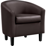 Topeakmart Faux Leather Club Chair, Modern Accent Chair and Cozy Barrel Chair with Sturdy Wood Legs for Living Room Bedroom Rece