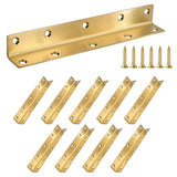 Redunest L Bracket, Heavy Duty Corner Brace, 10 Pack 8 Inch Stainless Steel Shelf Bracket Angle Bracket for Shelves, Gold Metal 