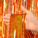 Reusable Foil Fringe Curtains Thanksgiving Decorations - Melsan 3 Pack 3.2 x 8.2 ft Tinsel Curtain Party Photo Backdrop for Birt