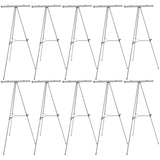 U.S. Art Supply 66 High Boardroom Classroom Silver Flip Chart Easel & Presentation Stand (10 Pack) - Adjustable Floor/Tabletop, 