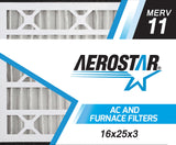 Aerostar 16x25x3 Air Filter MERV 11-1 Count - Removes Dust, Cold, Lint, Mold, Pet Dander, Allergy-Causing Pollen, Smog & Smoke -