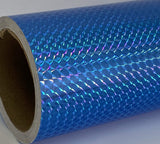 Roll of Prism Sign Vinyl, Holographic 1/4'' Mosaic, Self-Adhesive (24 inch x 30 feet, Light Blue)