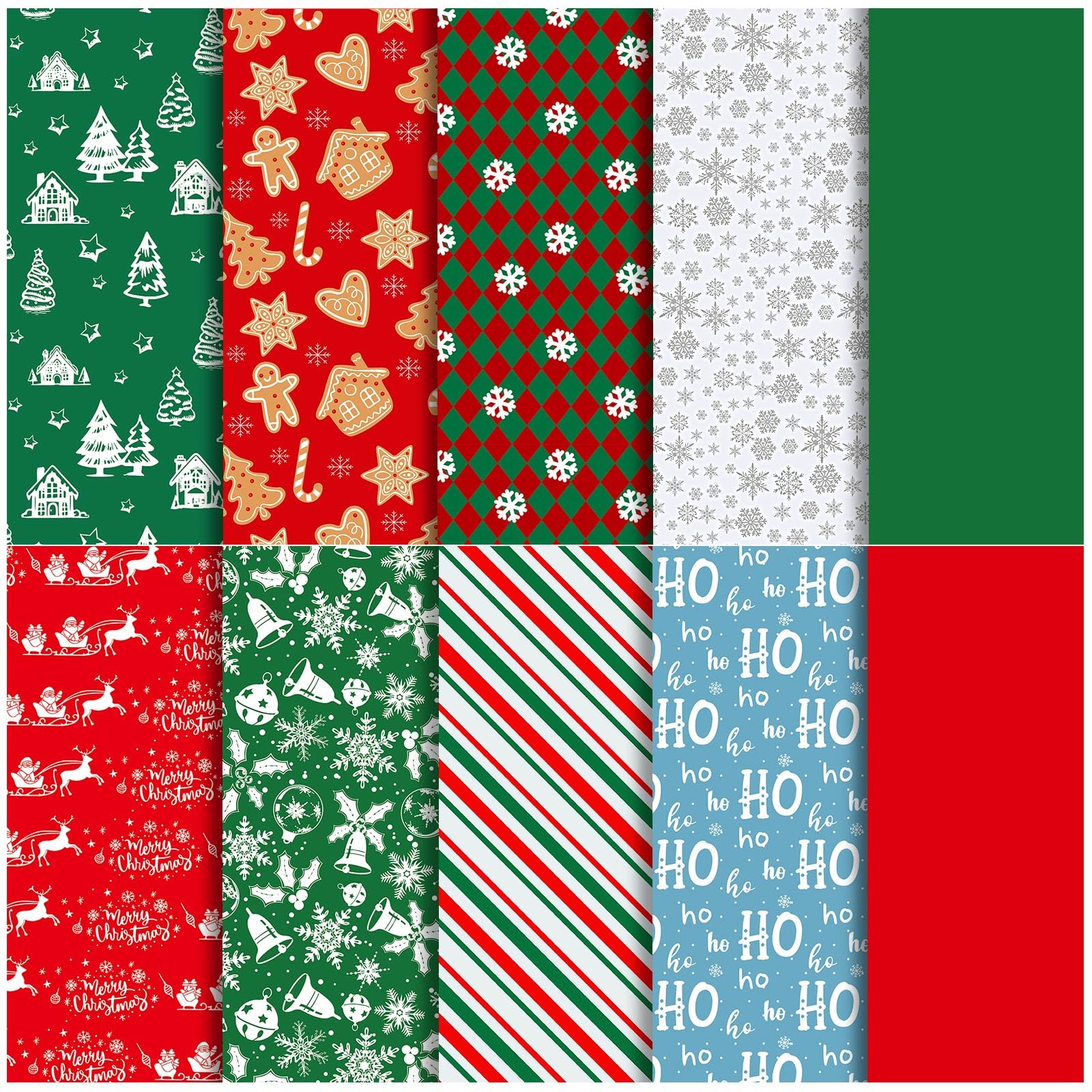 SANNIX 100 Sheets Christmas Tissue Paper Bulk Red White Green Snowflake Snowman Gift Wrapping Paper for Holiday Gift Wrapping DI