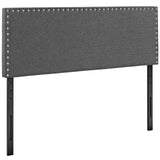 CasaFoyer Phoebe Fabric Upholstered Queen Headboard | Stylish Minimalist Design | Silver Nail Button Trim | Solid Wood Frame | Adjustable Legs | Soft Linen Fabric Upholstery | Dense Foam Padding