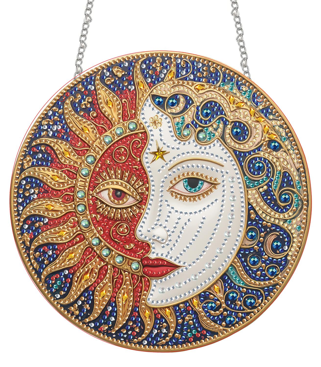 SKRYUIE Hanging Diamond Art Kits for Adults Moon, DIY Window Pendant Diamond Painting Kit Sun Catcher, Special Shaped Crystal Ac