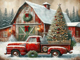 5D Diamond Art Kits for Adults, Christmas Diamond Painting Kits, Full Drill Round Christmas Red Truck Diamond Art Kits, DIY Gem 
