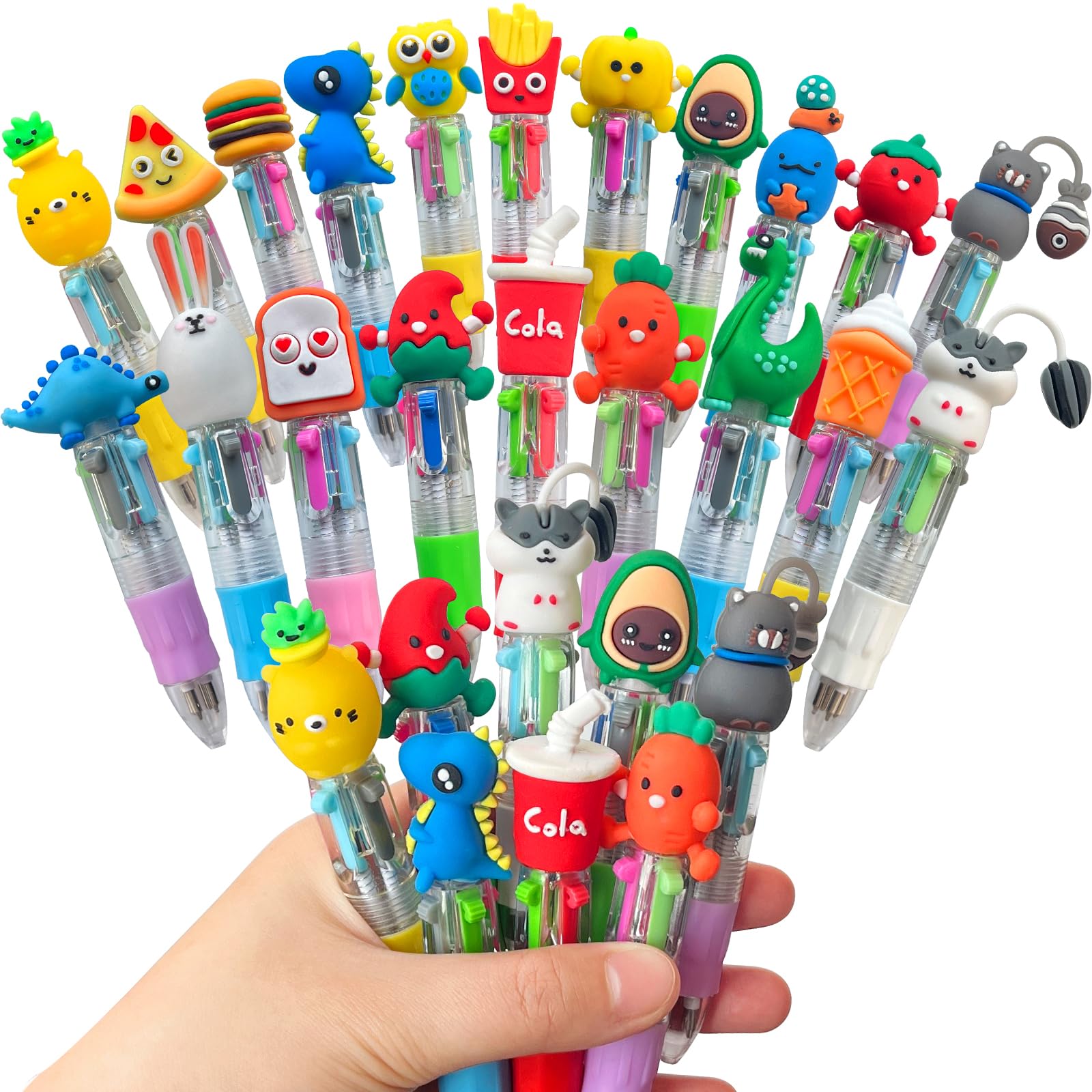 Lshfwn Mini Multicolor Pen in One,4-in-1 Cute Pens for Kids,20 Pcs Ballpoint Pens for Children Birthday Party,Fun Gifts Assorted