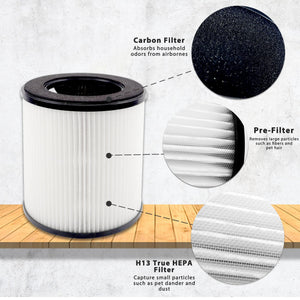 Aliddle B-D02L H13 True HEPA Filter Set, Compatible with Mooka and Koios B-D02L Purifier, 3-in-1 H13 True HEPA Replacement Filte