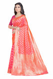 Sugathari Womens Banarasi Saree Pure Kanjivaram Silk Saree Soft New Ladies 2023 Design Wear Pattu Sarees Latest Party Sari Collections With Blouse Piece For Wedding Sadi (San Pari-192 Pink)
