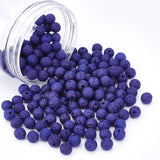 NBEADS 1 Box About 188 Pcs 8mm Dyed Natural Lava Beads, Medium Blue Rock Gemstone Round Loose Beads Stone Loose Beads for Jewelr