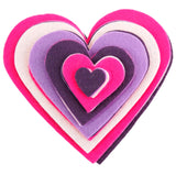 Playfully Ever After 1 to 6 inch MultiSize Color Pack 24pc Felt Hearts (Pink/LightPink/Purple/Darkpurple)
