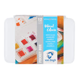 Van Gogh Watercolor Paint Set, Plastic Pocketbox, 12-Half Pan Vibrant Colors Selection