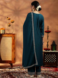 Libas Women'S Silk Blend Kurta Set (48578R_Teal Teal Xl
