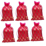 brown leaf 12X9 inches Pink Carry Design Potli Bags Jewelry Pouch for Wedding Anniversary Party Supply Return Gifting Bags (6)