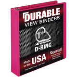 Samsill Durable 1.5 Inch Binder, Made in The USA, D Ring Binder, Customizable Clear View Cover, Magenta, Holds 350 Pages