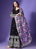Wedani Georgette Embroidered Anarkali Dress For Women Black,BLACK,2XL,,,