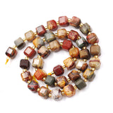 Malahill Wholesale Natural Faceted Stone Beads for Jewelry Making Sold per Bag 5 Strands Inside Cube Red Picasso Jasper 8mm